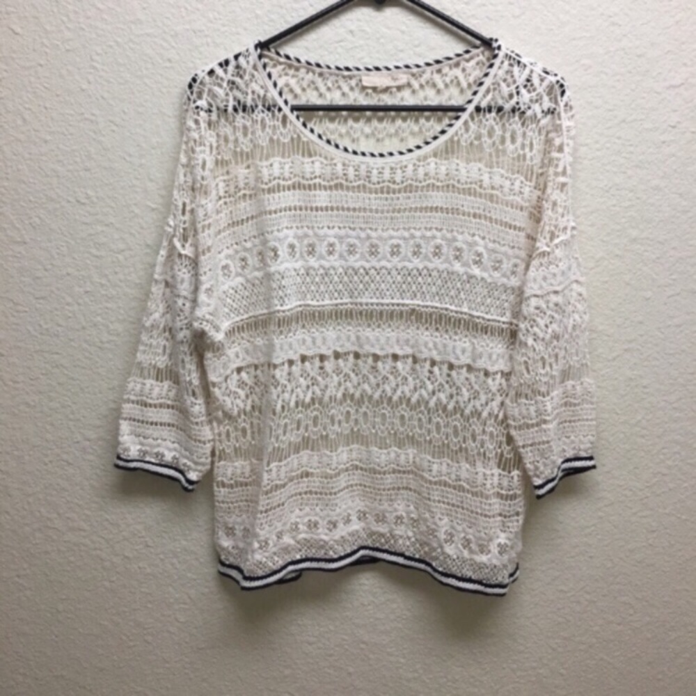 Anthropologie Ryu quarter sleeve, open knit top